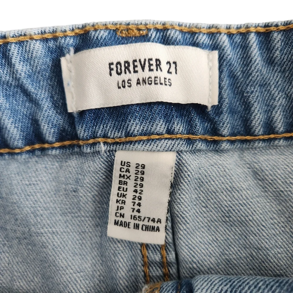 Forever 21 Distressed  Denim Light Wash  Mini Skirt Size 29